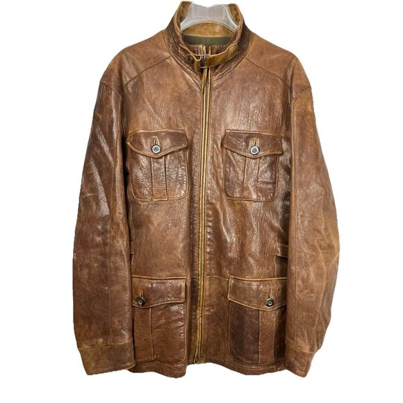 40 Overland Distressed Leather 4 Pocket Leather Jacker Trucker Bomber Biker Moto - Picture 1 of 10